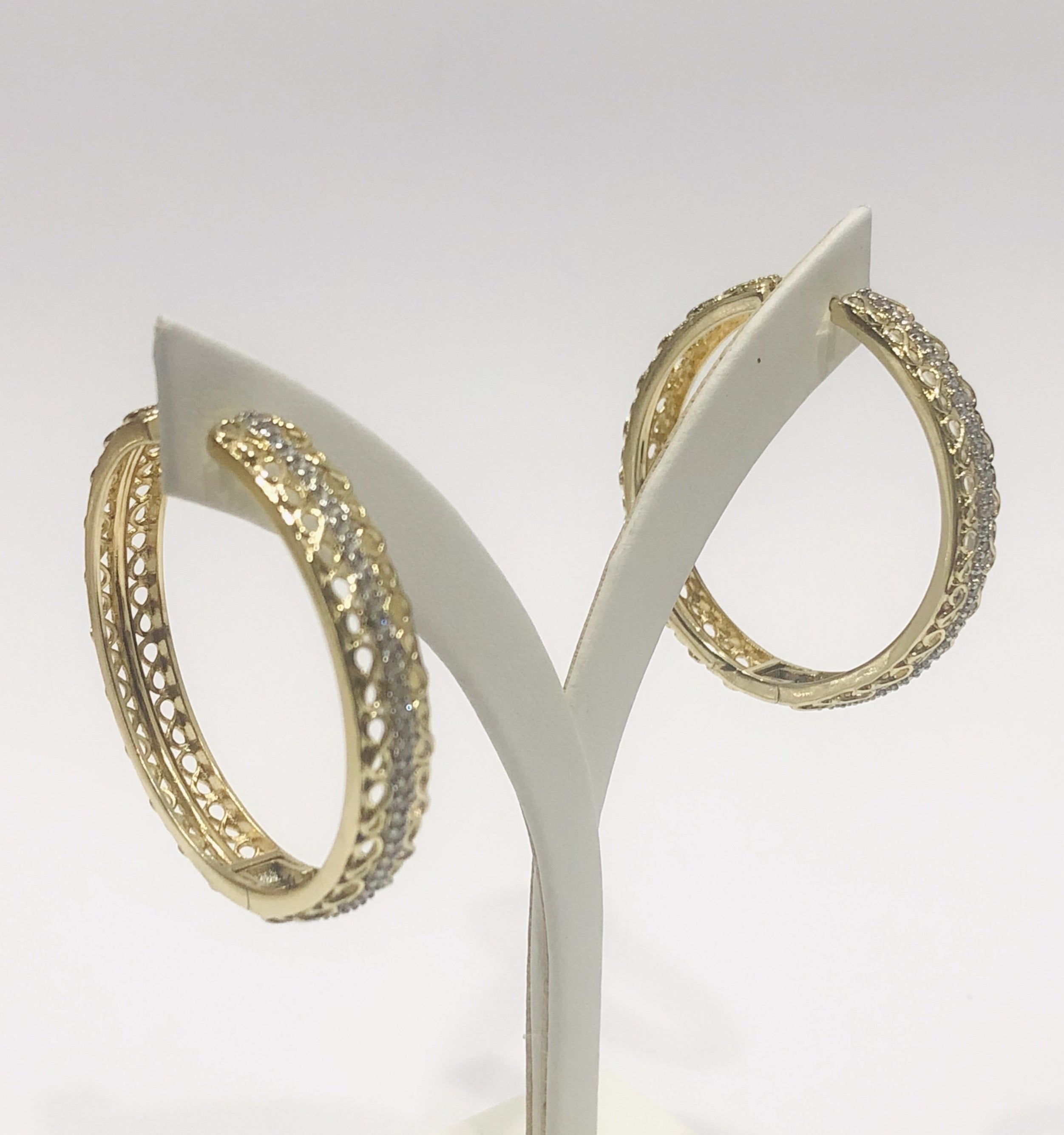 18ct Gold Plated Large Fashion Hoop Earrings – 01 – Stonex Jewellers