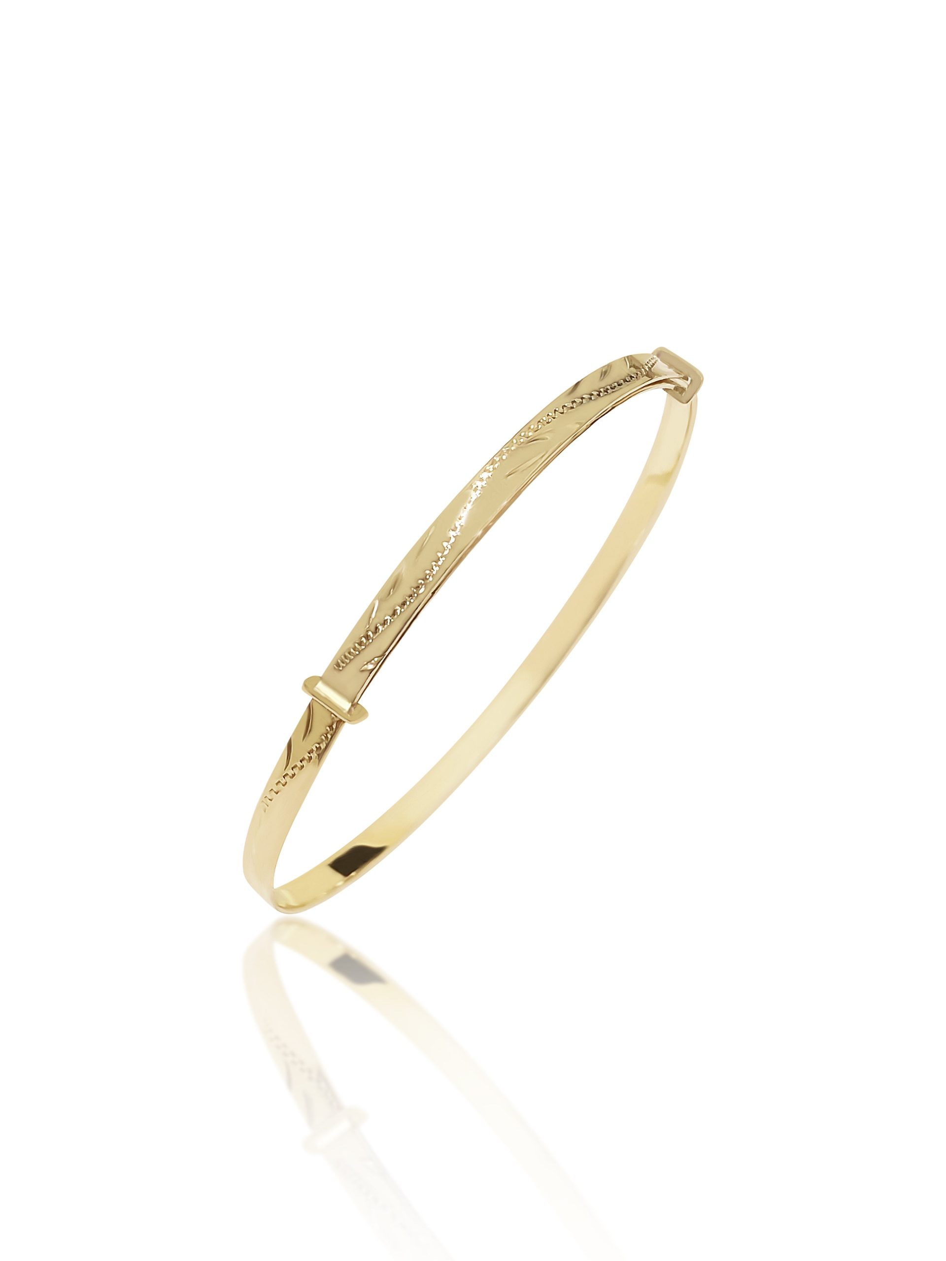 9ct Yellow Gold Large Engraved Expanding Bangle