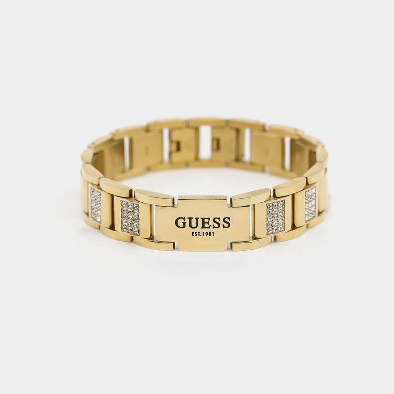 Guess Frontier 15mm Gold Tone & Crystal Bracelet