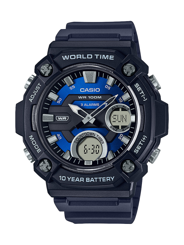 Casio Digital Sports LED 100m Navy Resin Strap Watch - WS1600H-2A ...