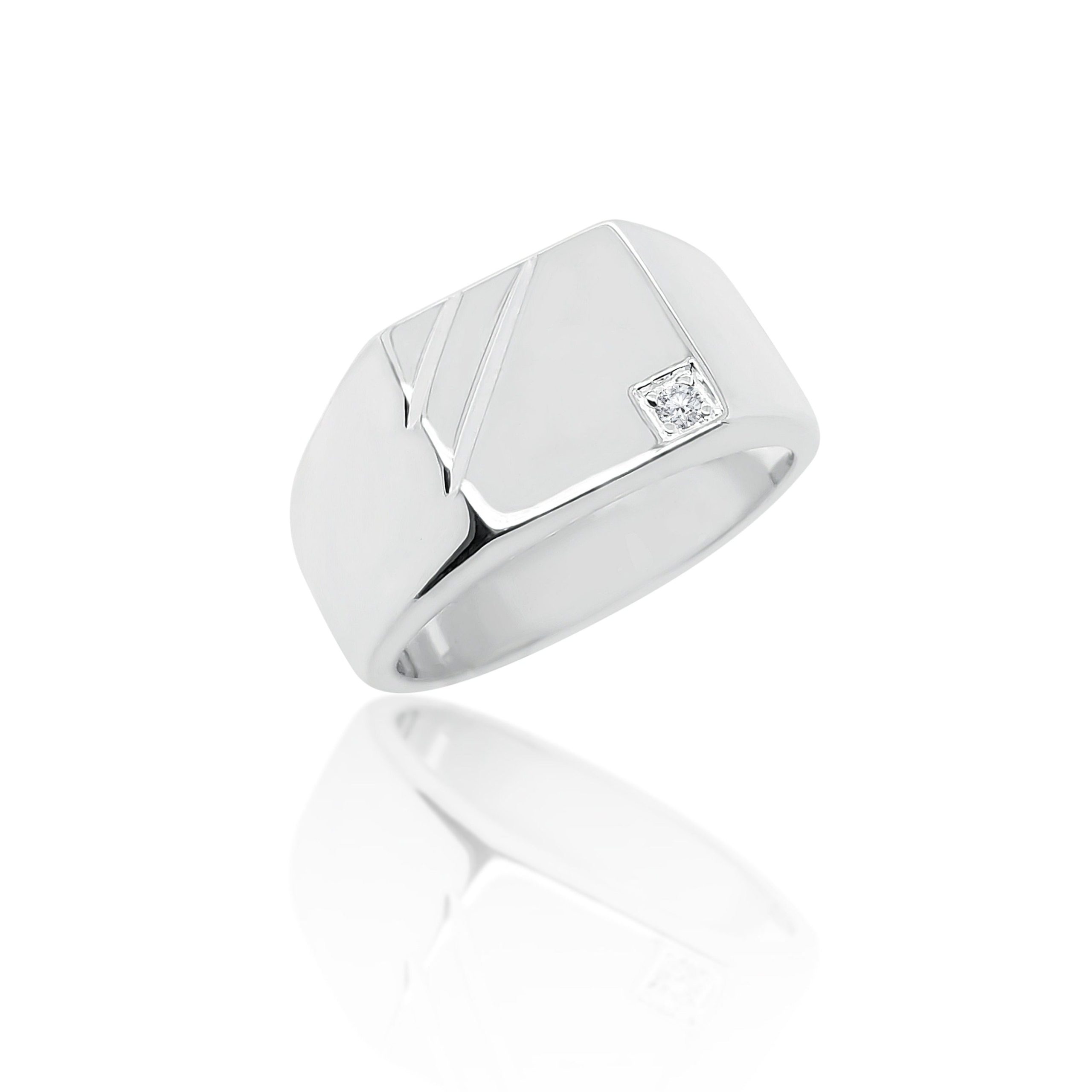 Sterling Silver Men's Cubic Zirconia Square Signet Ring