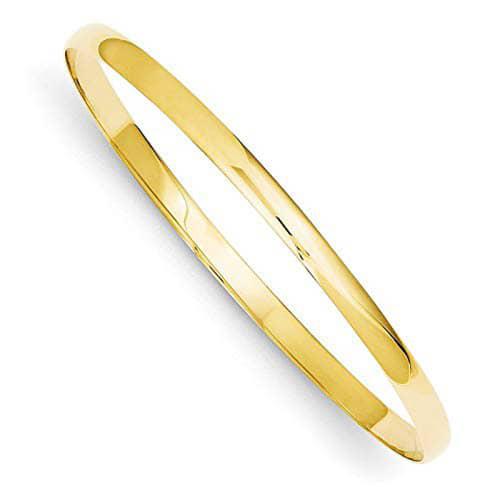 9ct Yellow Gold Classic Half Round 4mm Wide x 65mm Bangle