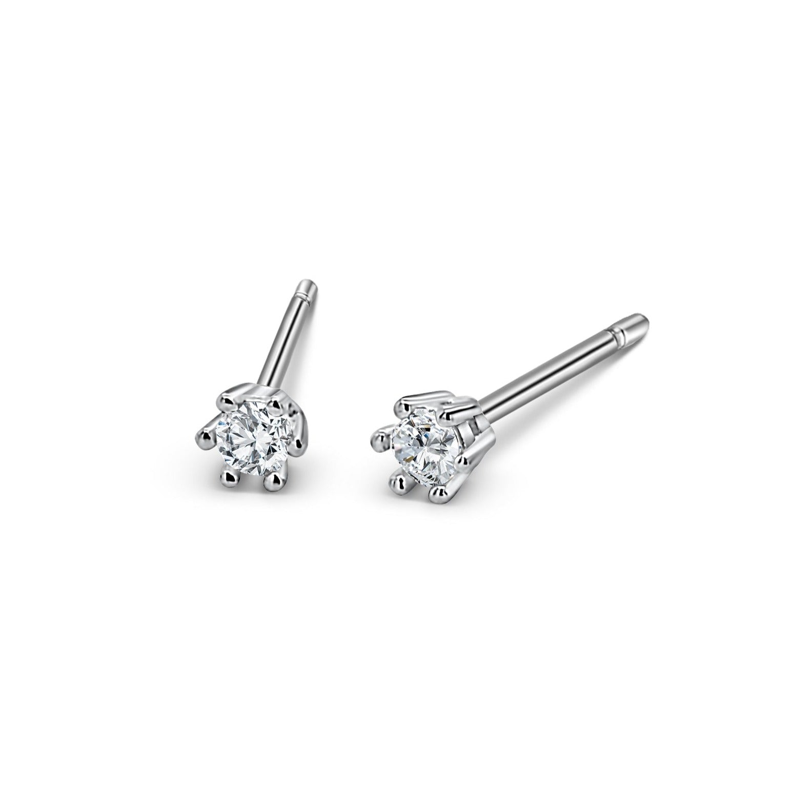 Sterling Silver Cubic Zirconia 2mm Round Stud Earrings