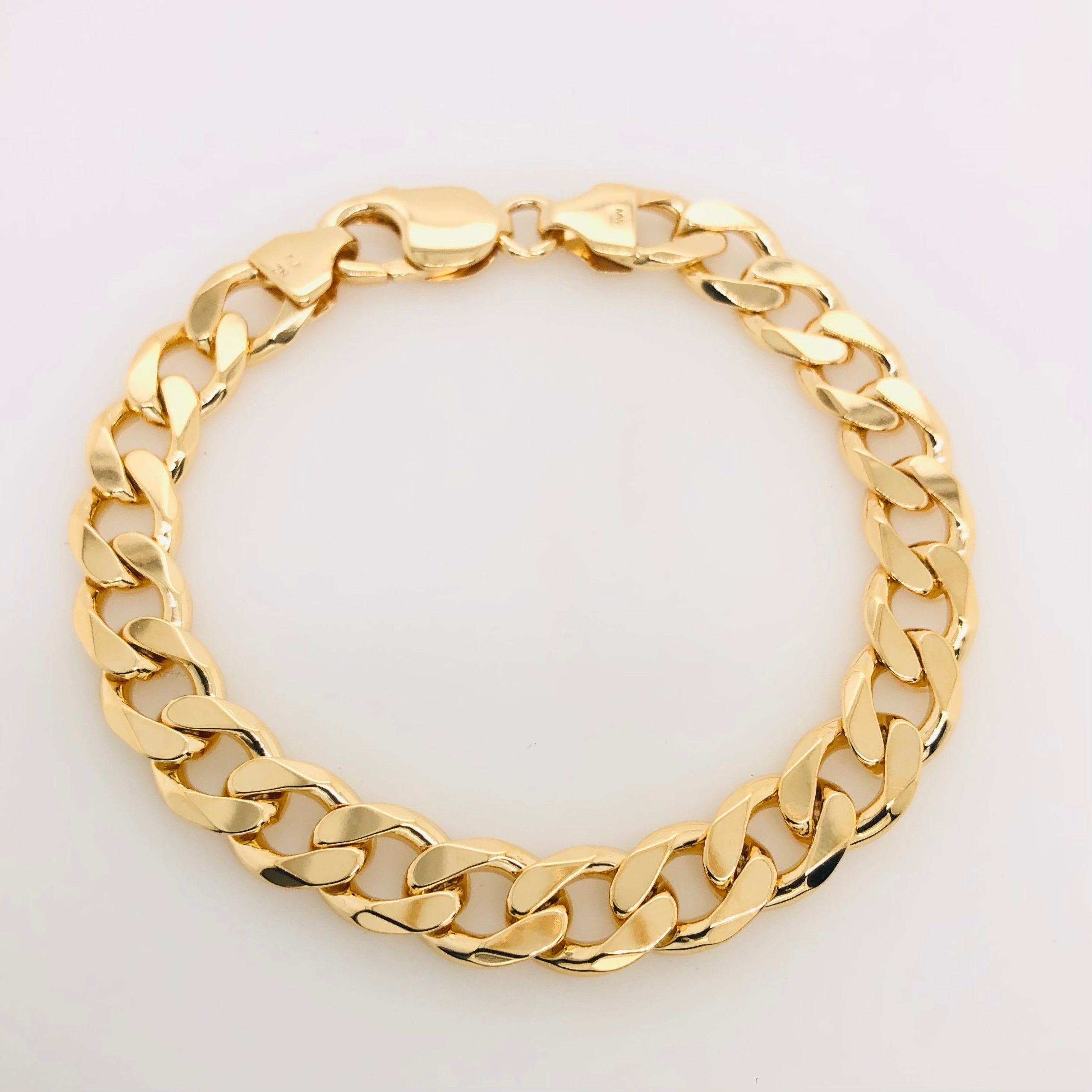 9ct Yellow Gold Flat Bevelled Diamond Cut CD250 Curb Link Bracelet