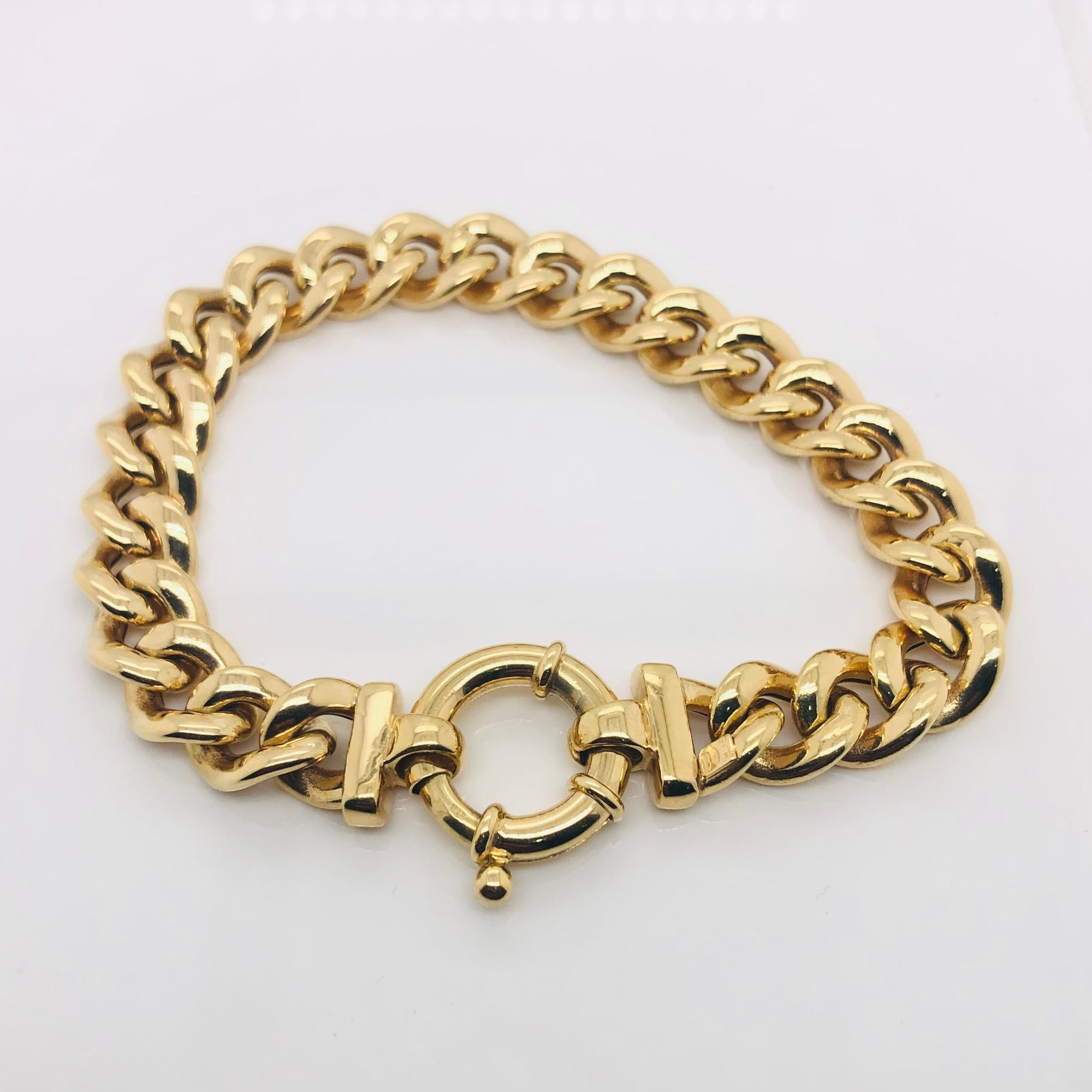 9ct Yellow Gold Hollow Curb 300 Gauge Bracelet 19cm Long