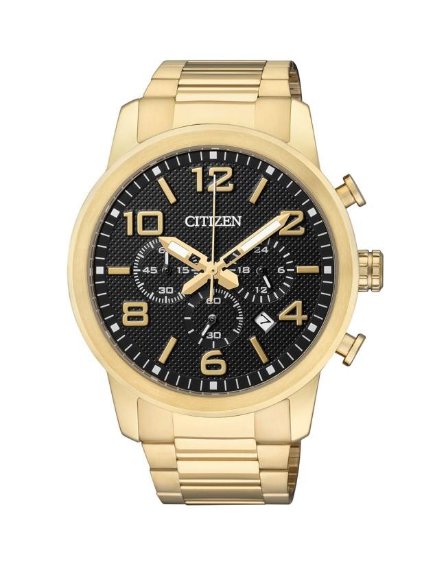 Citizen Gents Quartz Gold Tone Chronograph Watch - AN8052-55E