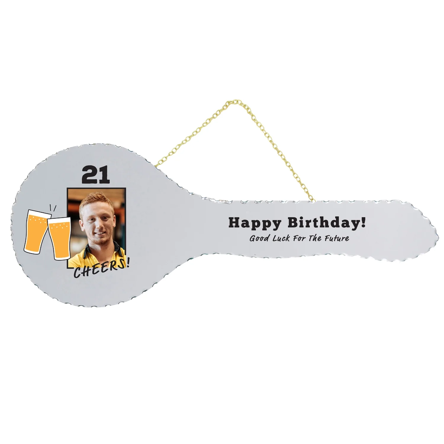 BEER DESIGN MIRRORED / GLASS PHOTO 21ST BIRTHDAY KEY - KM200