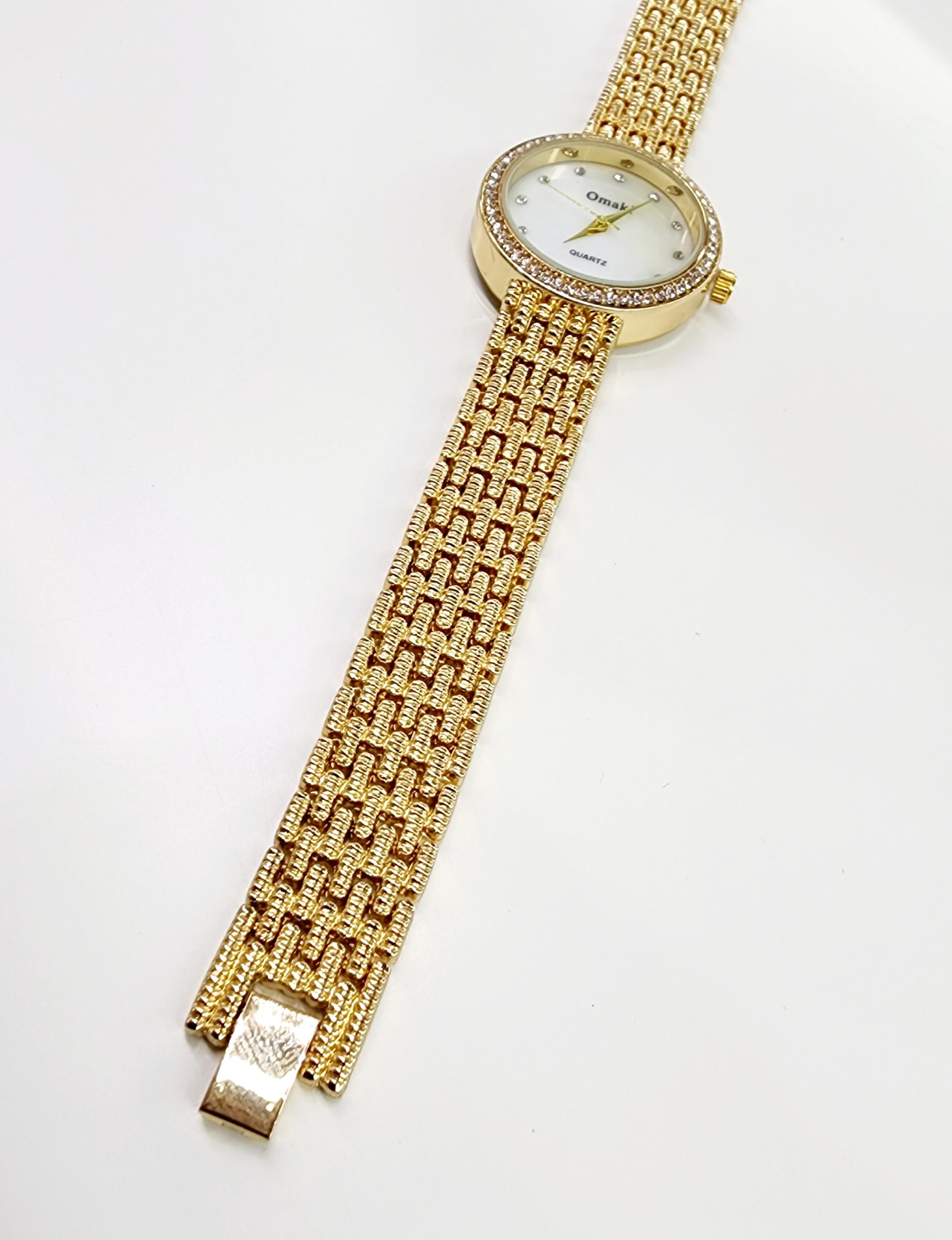 OMAKI Womens Gold Tone Dress Watch with Mother of Pearl Face Dial ...