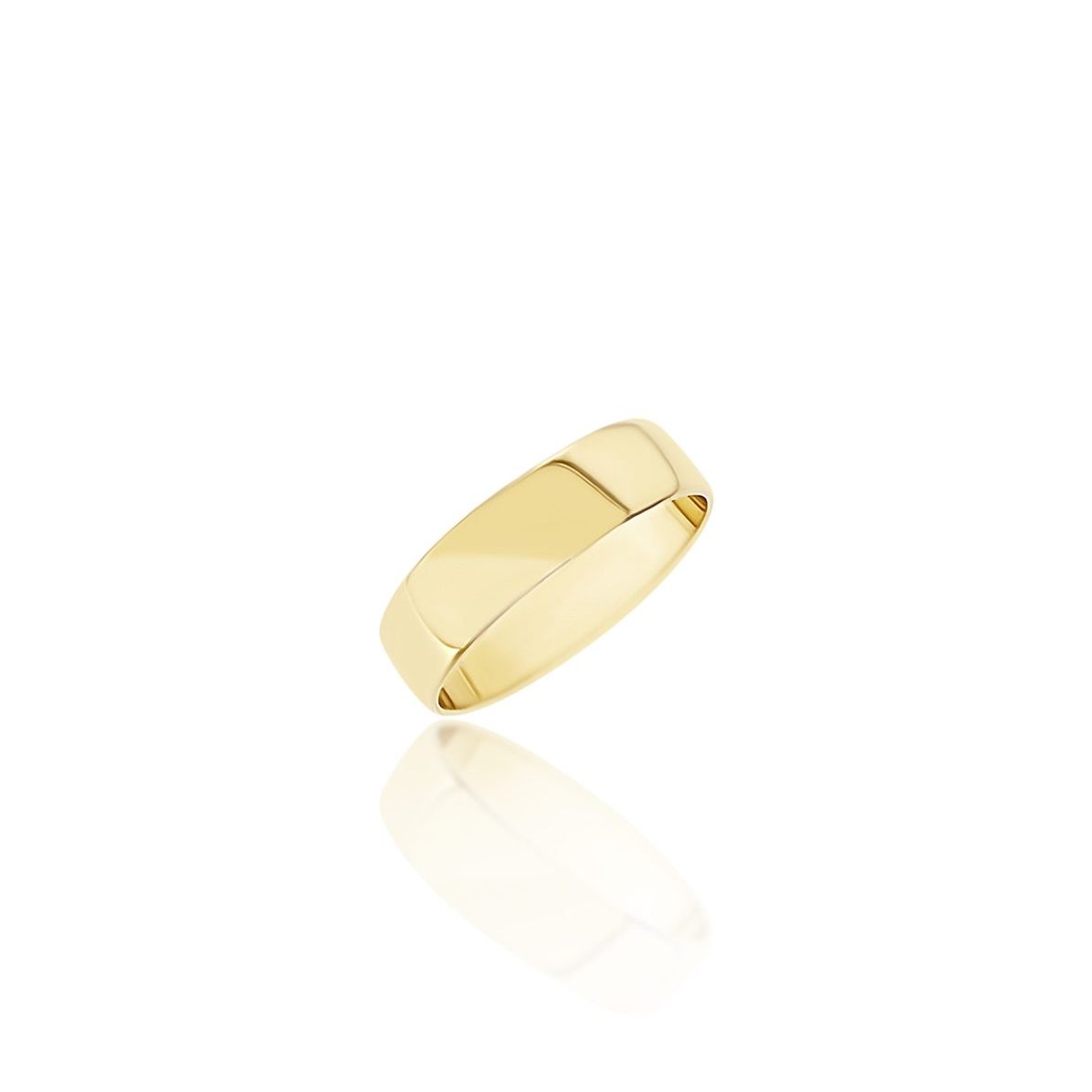 6.00mm Wide Half Round High Polised Wedding Band 9ct Yellow Gold