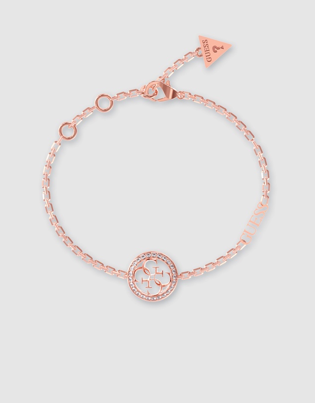 Guess 4G Coin CZ Tag 7mm Rose Gold Finish Bracelet