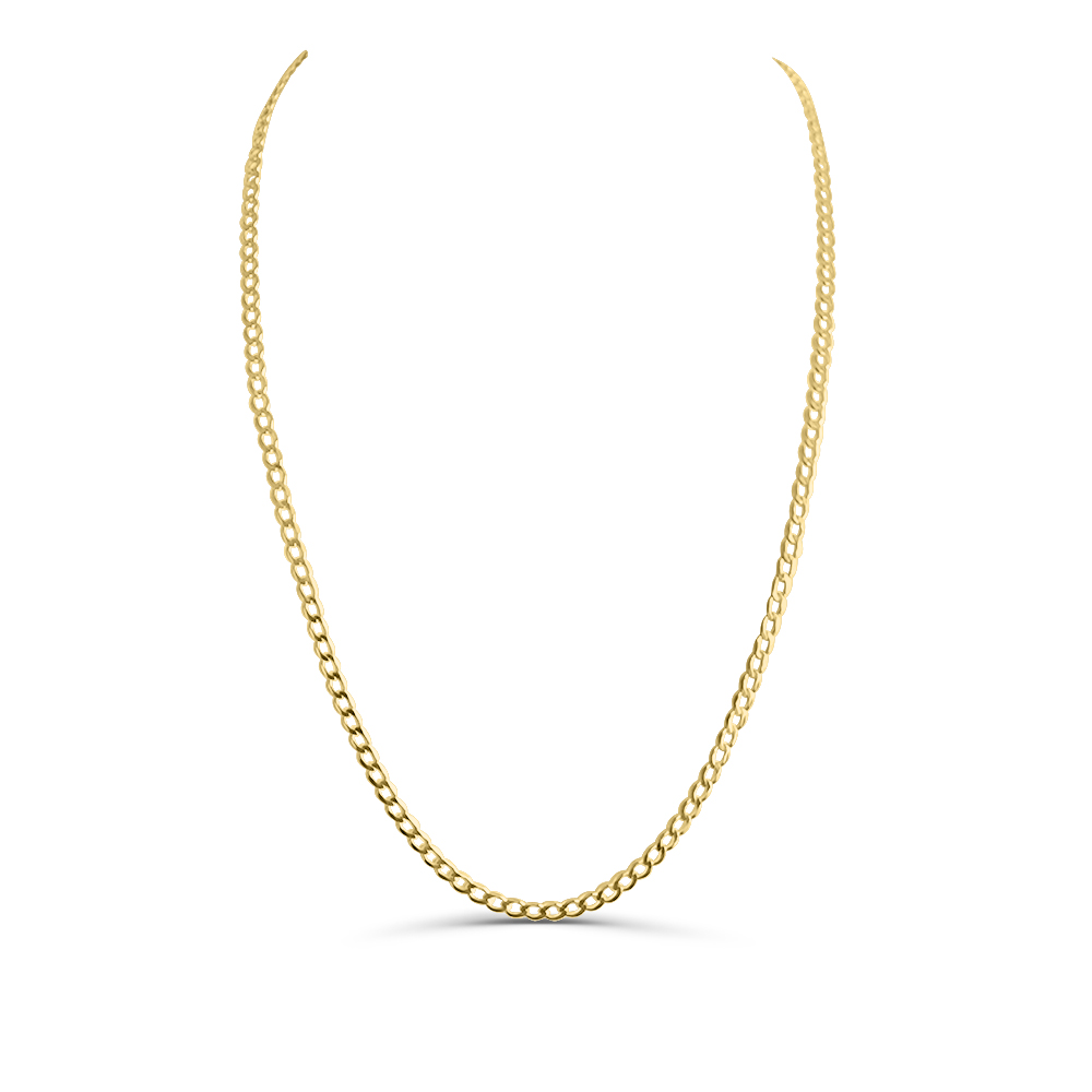 56cm 9ct Yellow Gold 80 gauge Solid Curb Link Chain