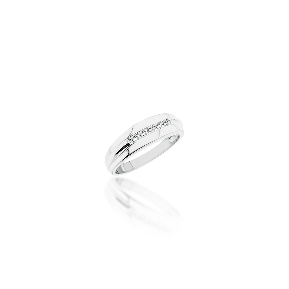 Sterling Silver Men's Cubic Zirconia Ring - D3749