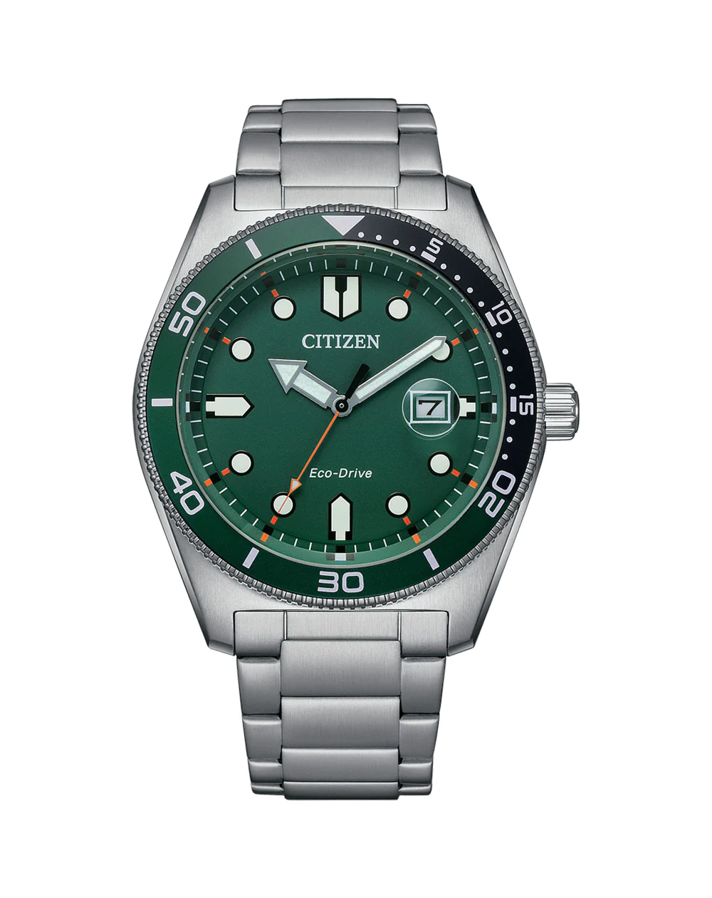 Citizen Eco-Drive Gents Stainless Steel with Emerald Green Dial Watch - AW1768-80X