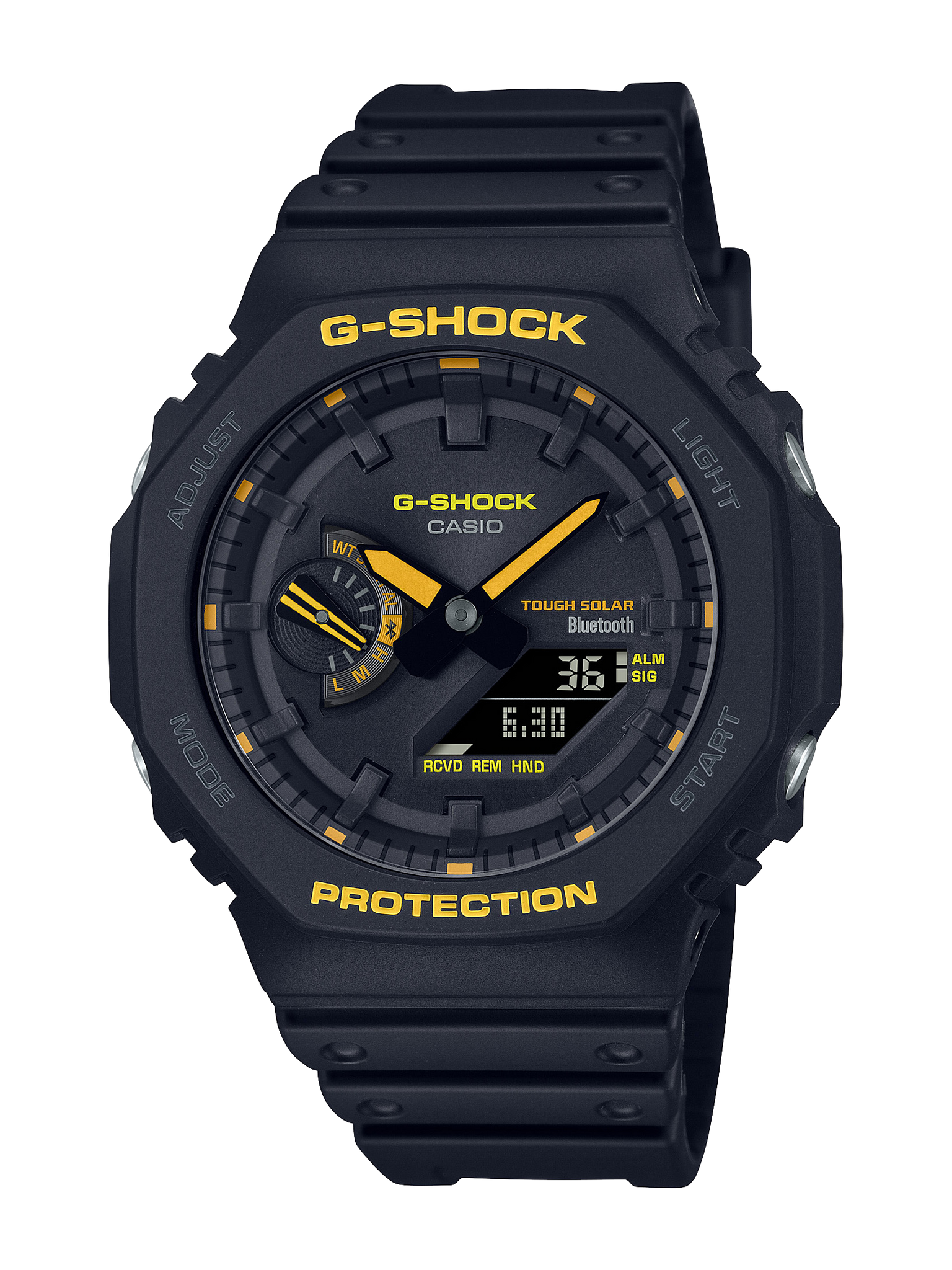 Casio G-Shock Black & Yellow Solar Powered Bluetooth Connection 200M WR Watch - GAB2100CY-1A