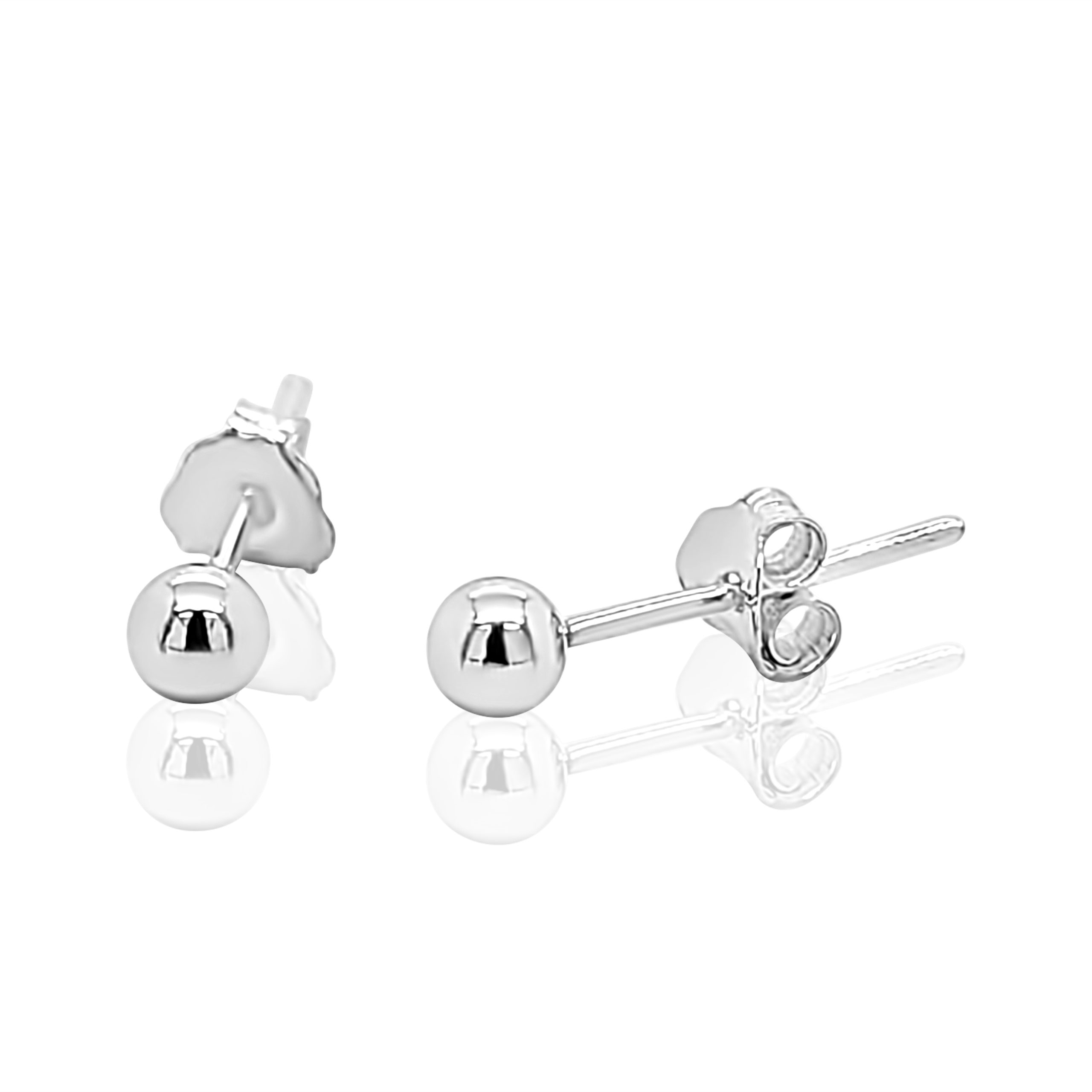 Sterling Silver 3.5mm Round Ball Stud Earrings