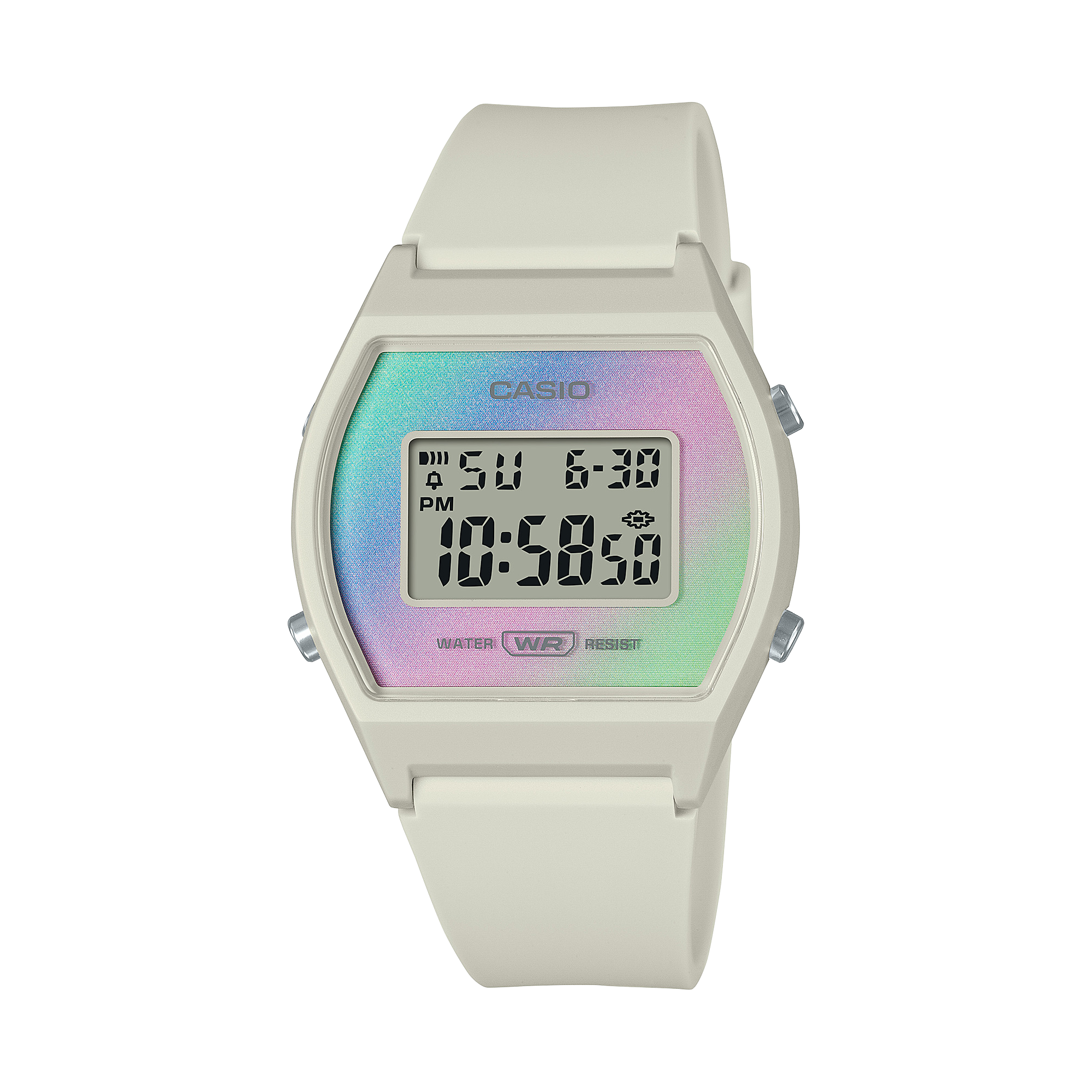 Casio Ladies Digital Pastel Colour 50M Cream Resin Colour - LW-205H-8A