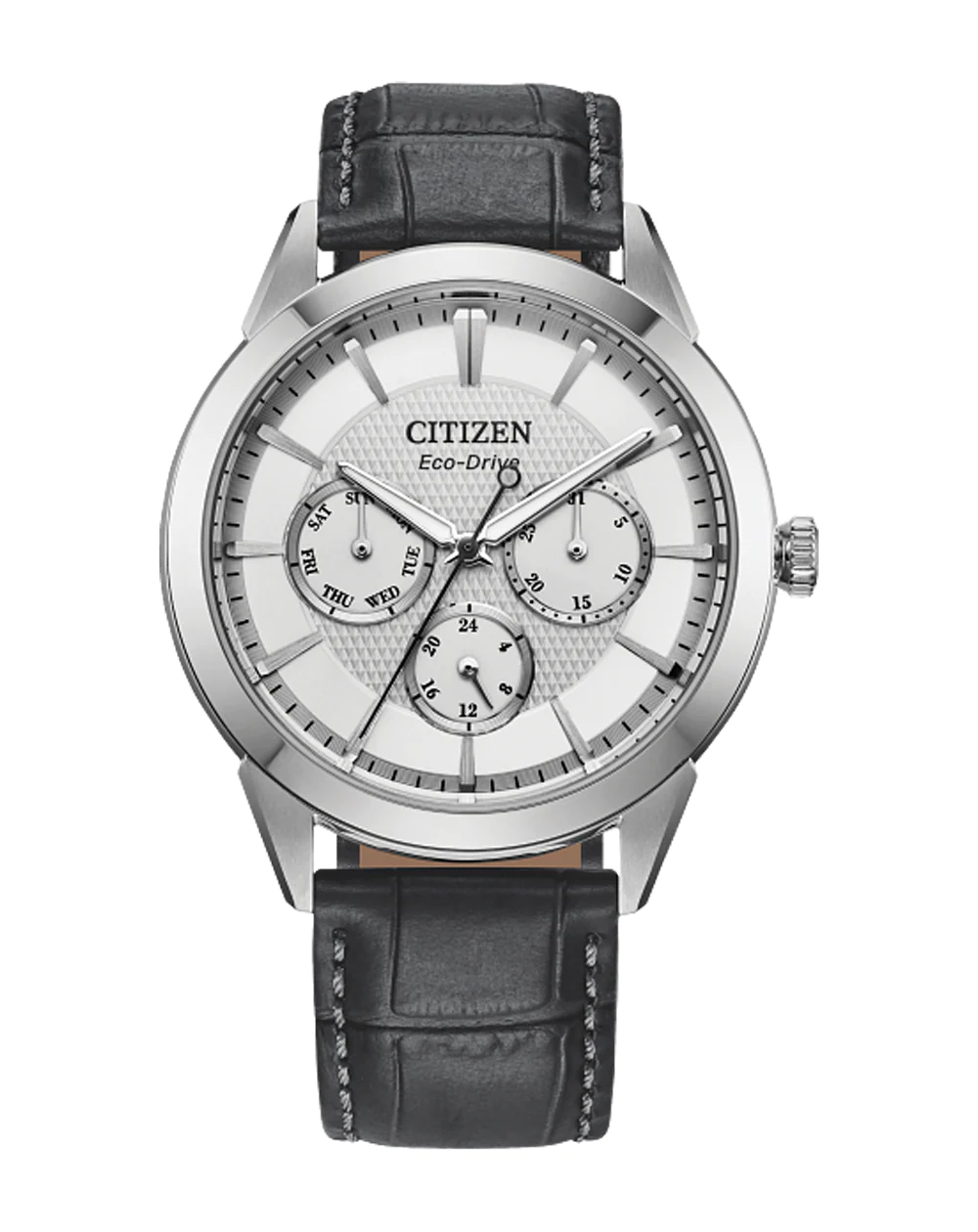 Citizen Eco Drive Gents Classic Dress Watch White Dial Leather Strap 100M WR BU2110 01A Stonex Jewellers