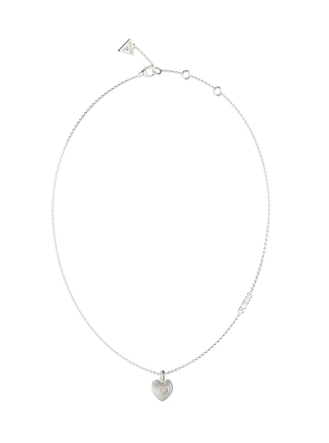 Guess 16"-18" Silver Amami Crystals Heart Necklace