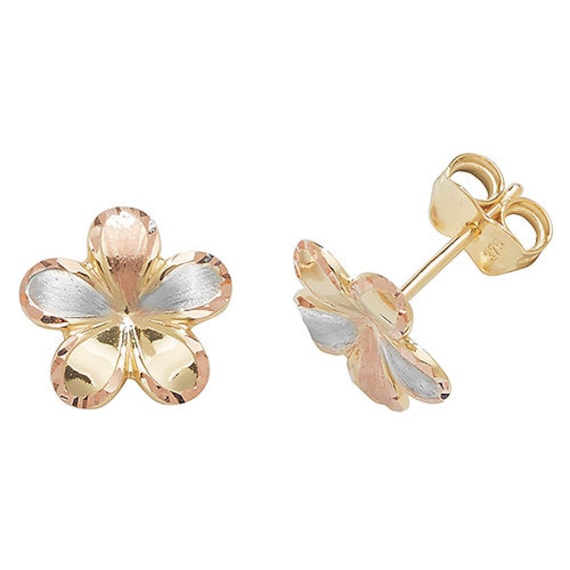 9ct Trio Gold Flower Stud Earrings