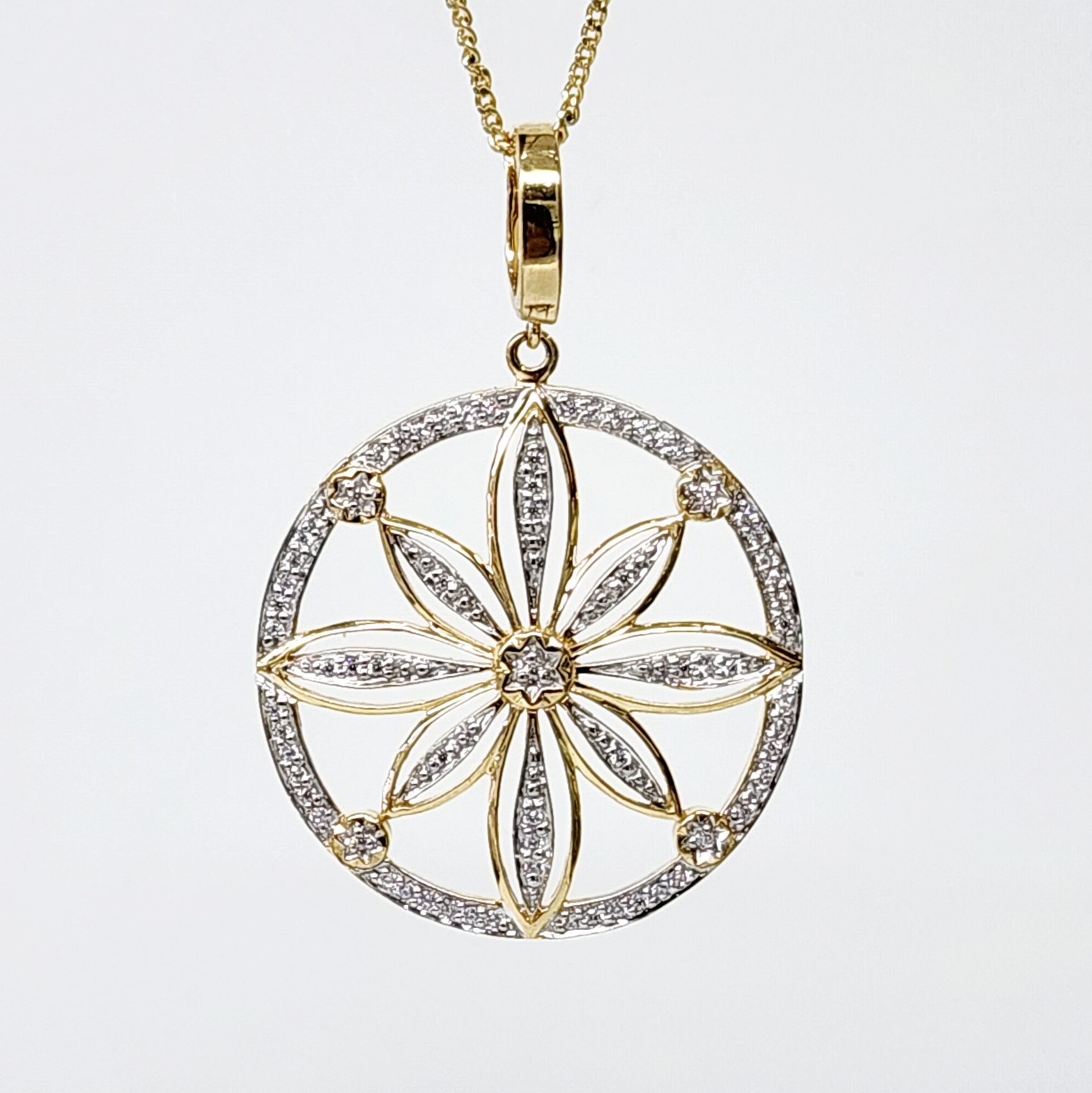 9ct Yellow Gold Cubic Zirconia Setting Round Pendant