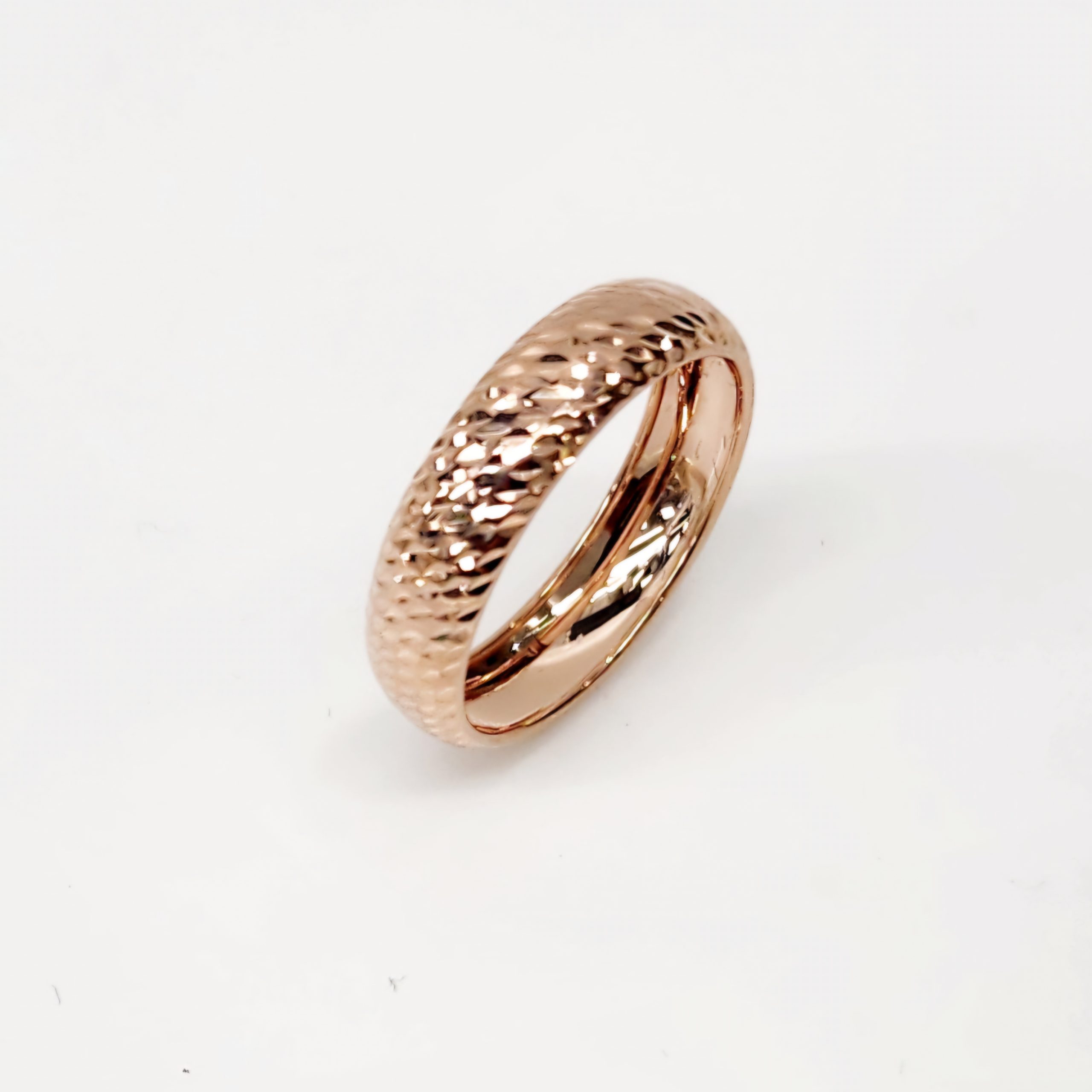 9ct Rose Gold 5mm Wide Diamond Cut Half Round Wedding Ring