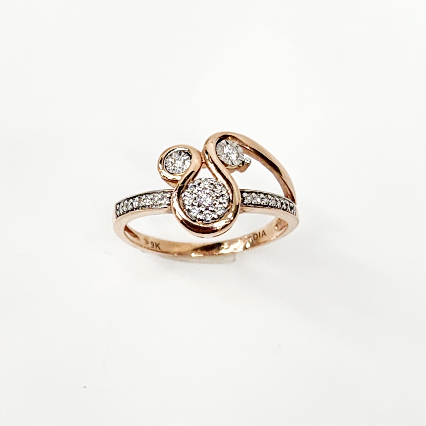 9ct Rose Gold Fancy Swirl 0.16ct Diamond Ring