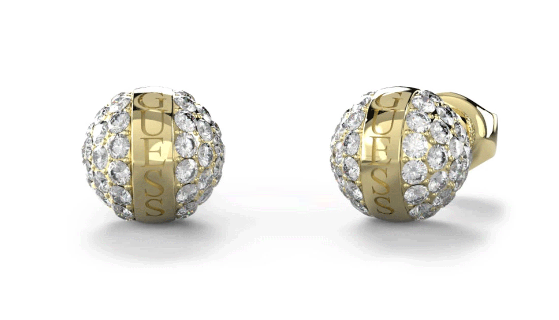 Guess 7mm CALYPSO Crystals Bead Gold Tone Studs - JUBE04459JWYGT/U