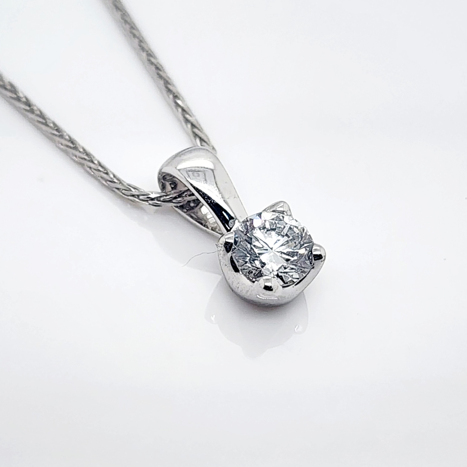 Round Brilliant 0.42ct Lap Grown Four Claw Stud Diamond Pendant 9ct White Gold - CYP1792 Gold Earrings 